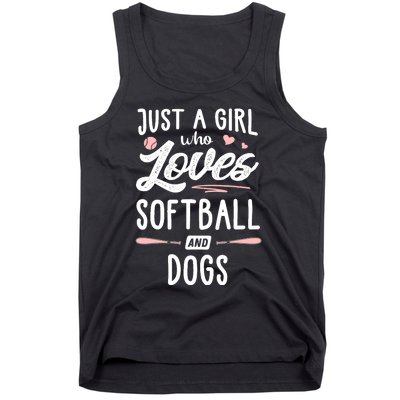 Just A Girl Who Loves Softball And Dogs Graphic Wo Tank Top