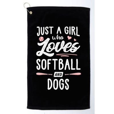 Just A Girl Who Loves Softball And Dogs Graphic Wo Golf Towel