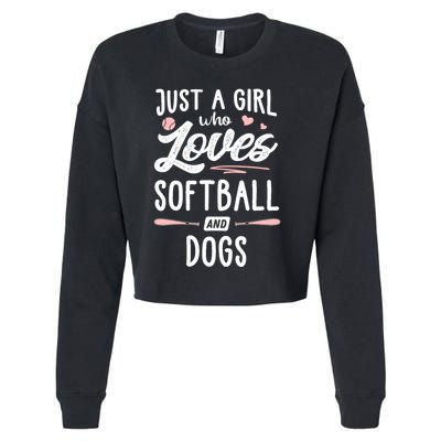 Just A Girl Who Loves Softball And Dogs Graphic Wo Cropped Pullover Crew
