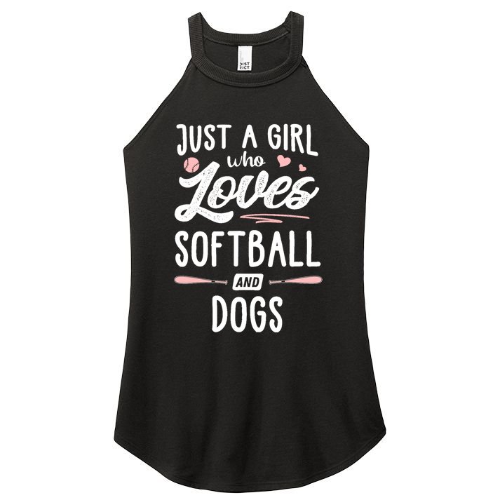 Just A Girl Who Loves Softball And Dogs Graphic Wo Women's Perfect Tri Rocker Tank