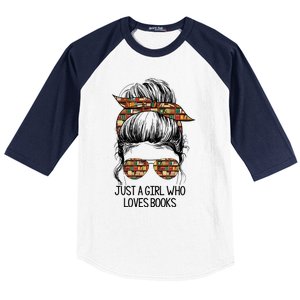 Just A Girl Who Loves Books Cute Messy Bun Girl Book Loves Baseball Sleeve Shirt