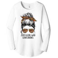 Just A Girl Who Loves Books Cute Messy Bun Girl Book Loves Women's Perfect Tri Tunic Long Sleeve Shirt