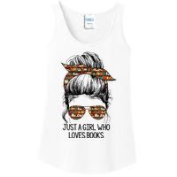 Just A Girl Who Loves Books Cute Messy Bun Girl Book Loves Ladies Essential Tank