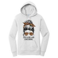 Just A Girl Who Loves Books Cute Messy Bun Girl Book Loves Women's Pullover Hoodie