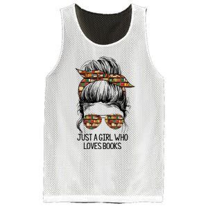 Just A Girl Who Loves Books Cute Messy Bun Girl Book Loves Mesh Reversible Basketball Jersey Tank