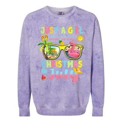 Just A Girl Who Loves Christmas In July Summer Colorblast Crewneck Sweatshirt