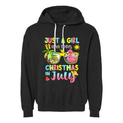 Just A Girl Who Loves Christmas In July Summer Garment-Dyed Fleece Hoodie