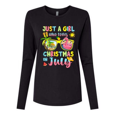 Just A Girl Who Loves Christmas In July Summer Womens Cotton Relaxed Long Sleeve T-Shirt