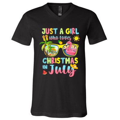 Just A Girl Who Loves Christmas In July Summer V-Neck T-Shirt