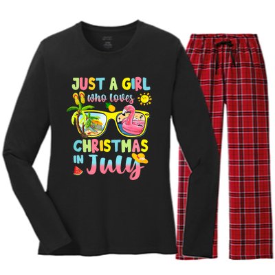 Just A Girl Who Loves Christmas In July Summer Women's Long Sleeve Flannel Pajama Set 