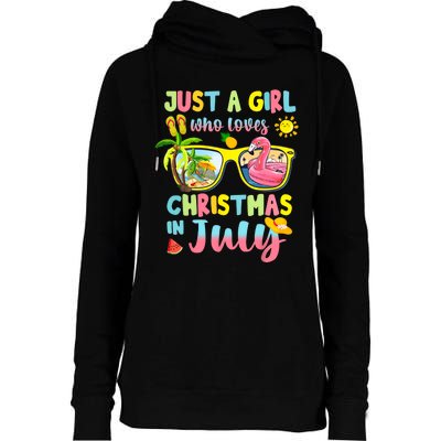 Just A Girl Who Loves Christmas In July Summer Womens Funnel Neck Pullover Hood