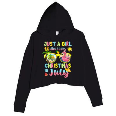 Just A Girl Who Loves Christmas In July Summer Crop Fleece Hoodie