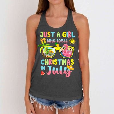 Just A Girl Who Loves Christmas In July Summer Women's Knotted Racerback Tank