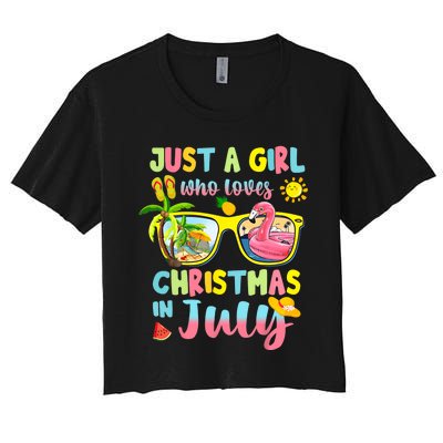 Just A Girl Who Loves Christmas In July Summer Women's Crop Top Tee