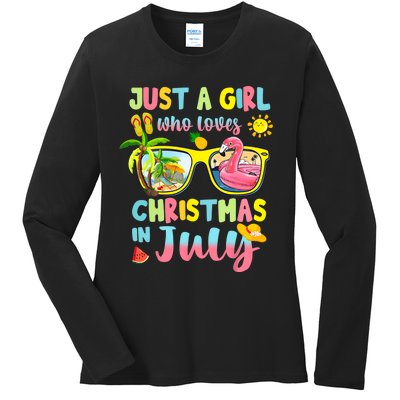 Just A Girl Who Loves Christmas In July Summer Ladies Long Sleeve Shirt