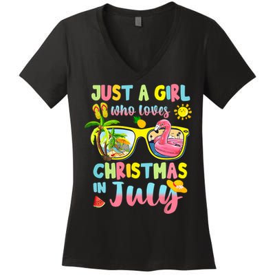 Just A Girl Who Loves Christmas In July Summer Women's V-Neck T-Shirt