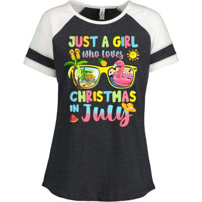 Just A Girl Who Loves Christmas In July Summer Enza Ladies Jersey Colorblock Tee