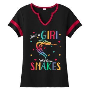 Just A Girl Who Loves Snakes Snake Gift Ladies Halftime Notch Neck Tee