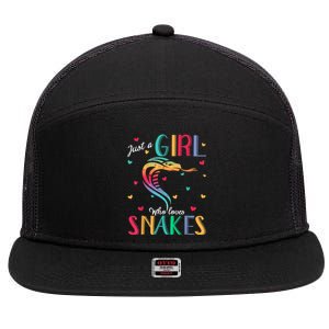 Just A Girl Who Loves Snakes Snake Gift 7 Panel Mesh Trucker Snapback Hat