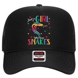 Just A Girl Who Loves Snakes Snake Gift High Crown Mesh Back Trucker Hat