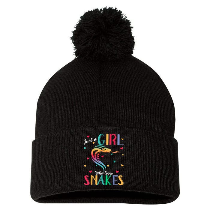 Just A Girl Who Loves Snakes Snake Gift Pom Pom 12in Knit Beanie