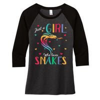 Just A Girl Who Loves Snakes Snake Gift Women's Tri-Blend 3/4-Sleeve Raglan Shirt