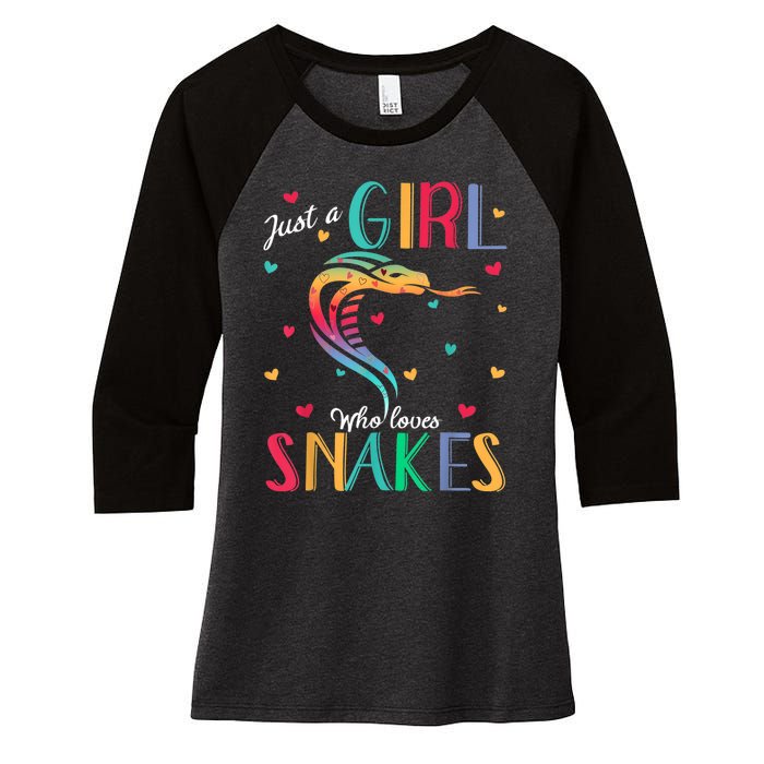 Just A Girl Who Loves Snakes Snake Gift Women's Tri-Blend 3/4-Sleeve Raglan Shirt