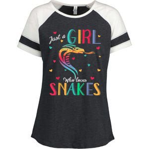 Just A Girl Who Loves Snakes Snake Gift Enza Ladies Jersey Colorblock Tee