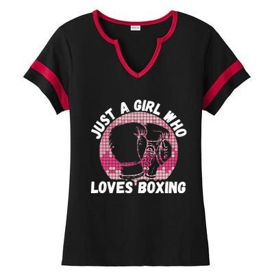 Just A Girl Who Loves Boxing, Female Boxer Ladies Halftime Notch Neck Tee