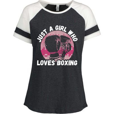 Just A Girl Who Loves Boxing, Female Boxer Enza Ladies Jersey Colorblock Tee