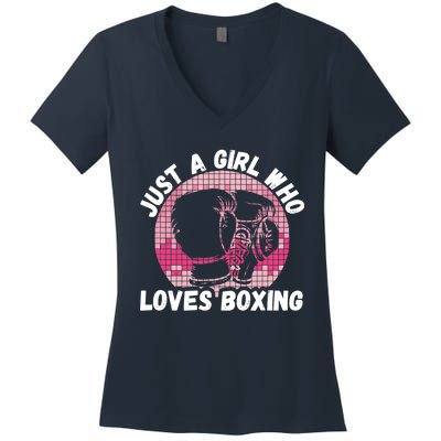 Just A Girl Who Loves Boxing, Female Boxer Women's V-Neck T-Shirt