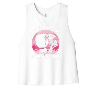 Just A Girl Who Loves Boxing, Female Boxer Women's Racerback Cropped Tank