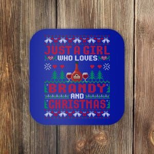 Just A Girl Who Loves Brandy And Christmas Ing Xmas Great Gift Coaster