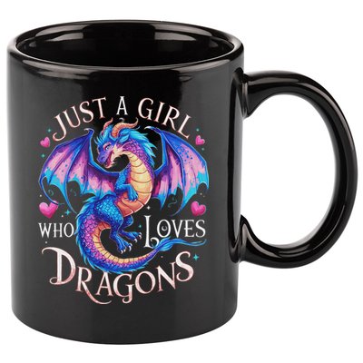 Just A Girl Who Loves Dragons Cute Dragon 11oz C Handle Ceramic Mug