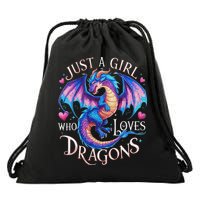 Just A Girl Who Loves Dragons Cute Dragon Drawstring Bag