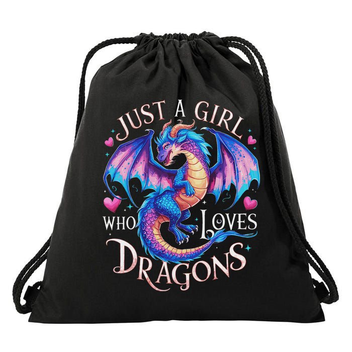 Just A Girl Who Loves Dragons Cute Dragon Drawstring Bag