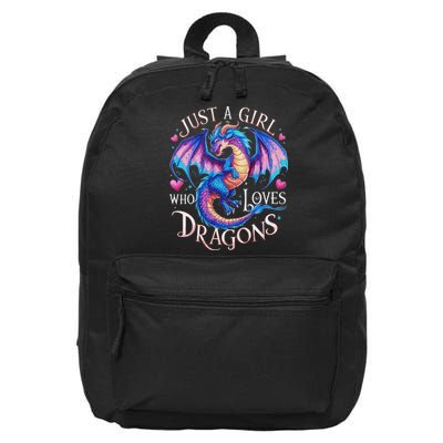 Just A Girl Who Loves Dragons Cute Dragon 16 in Basic Backpack