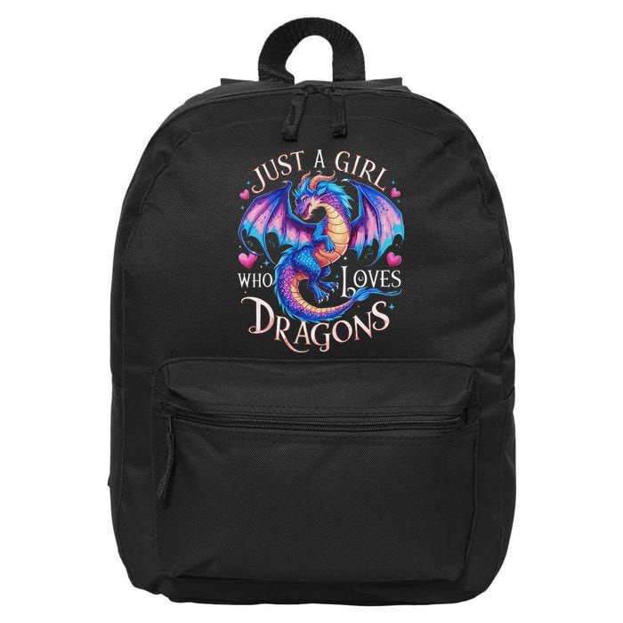 Just A Girl Who Loves Dragons Cute Dragon 16 in Basic Backpack