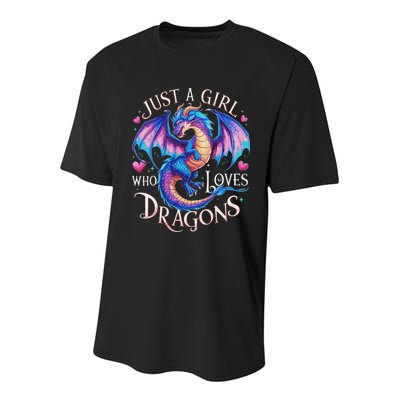 Just A Girl Who Loves Dragons Cute Dragon Youth Performance Sprint T-Shirt
