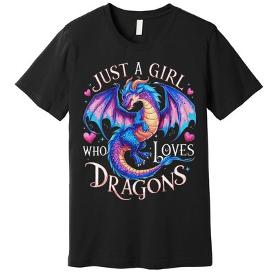 Just A Girl Who Loves Dragons Cute Dragon Premium T-Shirt