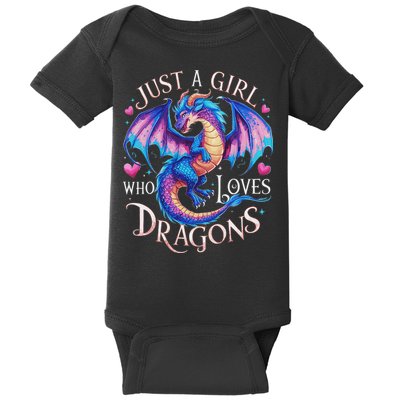 Just A Girl Who Loves Dragons Cute Dragon Baby Bodysuit
