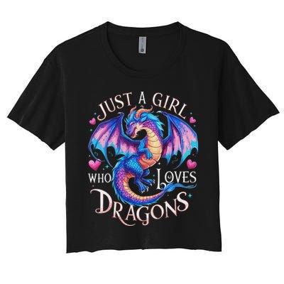 Just A Girl Who Loves Dragons Cute Dragon Women's Crop Top Tee