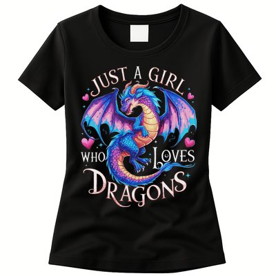 Just A Girl Who Loves Dragons Cute Dragon Womens T-Shirt