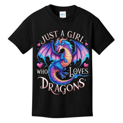 Just A Girl Who Loves Dragons Cute Dragon Kids T-Shirt