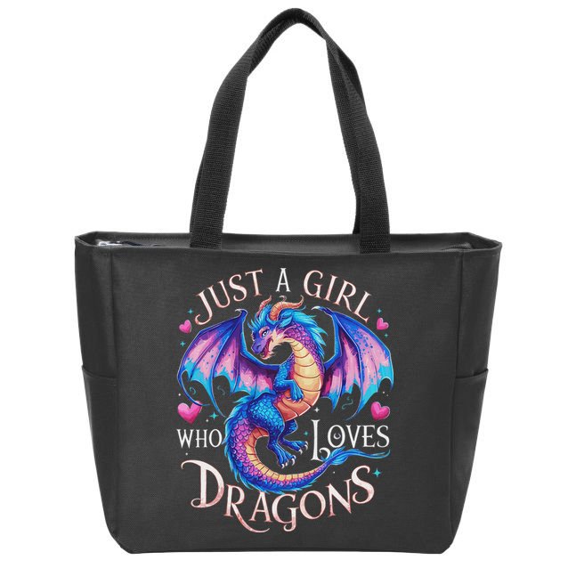 Just A Girl Who Loves Dragons Cute Dragon Zip Tote Bag