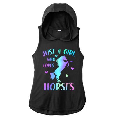 Just A Girl Who Loves Horses Ladies PosiCharge Tri-Blend Wicking Draft Hoodie Tank