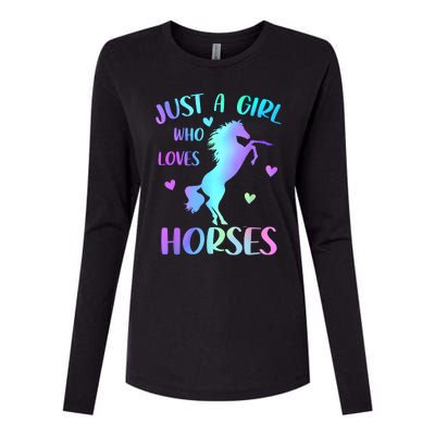 Just A Girl Who Loves Horses Womens Cotton Relaxed Long Sleeve T-Shirt