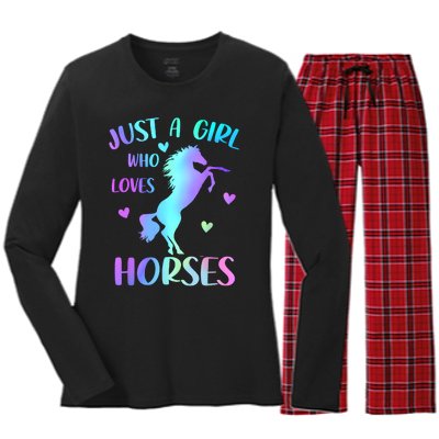 Just A Girl Who Loves Horses Women's Long Sleeve Flannel Pajama Set 