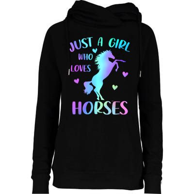 Just A Girl Who Loves Horses Womens Funnel Neck Pullover Hood