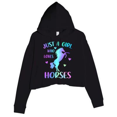 Just A Girl Who Loves Horses Crop Fleece Hoodie